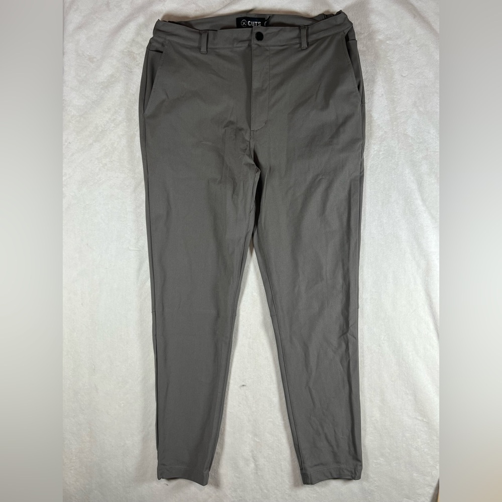 Cuts Clothing Large AO Joggers Gray Chinos Flat Front Lightweight Pants - Picture 2 of 6